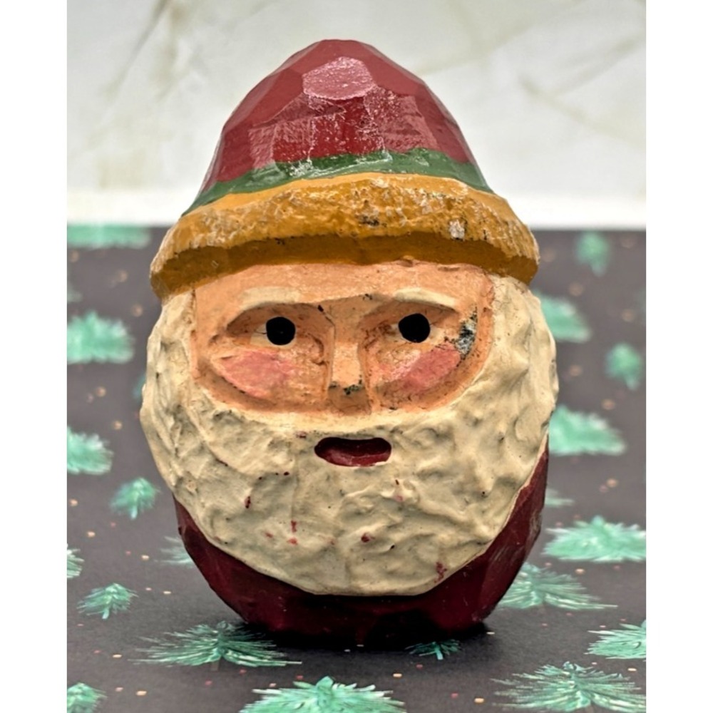 Vtg J &I Lefever Enesco Roly Poly Santa Claus Christmas Figurine Folk Art Signed